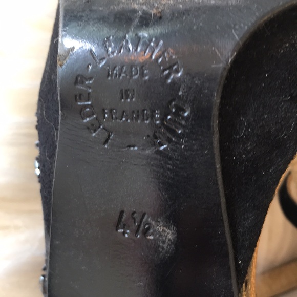 Stephane Kelian Paris Black Suede Beaded Heels/Sandals - Picture 10 of 16